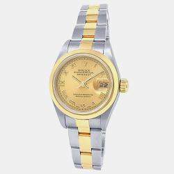 Pre Owned Rolex Datejust 79163 Automatic Champagne Dial Stainless Steel 18k Yellow Gold Women's Wristwatch 26mm
