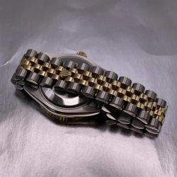 Pre Owned Rolex Datejust 178273 Automatic Black Dial Stainless Steel 18k Yellow Gold Diamond Women's Wristwatch 31mm