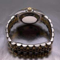 Pre Owned Rolex Datejust 178273 Automatic Black Dial Stainless Steel 18k Yellow Gold Diamond Women's Wristwatch 31mm