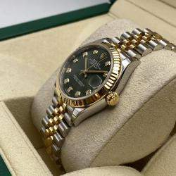 Pre Owned Rolex Datejust 278273 Automatic Green Diamond Dial Stainless Steel 18k Yellow Gold Women's Wristwatch 31mm