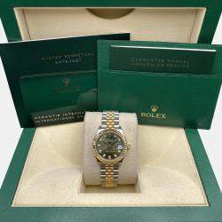 Pre Owned Rolex Datejust 278273 Automatic Green Diamond Dial Stainless Steel 18k Yellow Gold Women's Wristwatch 31mm