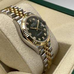 Pre Owned Rolex Datejust 278273 Automatic Green Diamond Dial Stainless Steel 18k Yellow Gold Women's Wristwatch 31mm