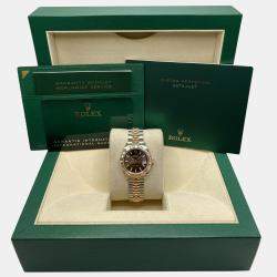 Pre Owned Rolex Datejust 279171 Automatic Brown Dial Stainless Steel 18k Rose Gold Women's Wristwatch 28mm