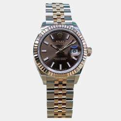 Pre Owned Rolex Datejust 279171 Automatic Brown Dial Stainless Steel 18k Rose Gold Women's Wristwatch 28mm