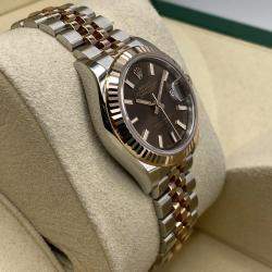 Pre Owned Rolex Datejust 279171 Automatic Brown Dial Stainless Steel 18k Rose Gold Women's Wristwatch 28mm
