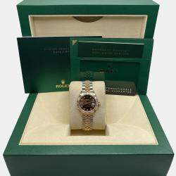 Pre Owned Rolex Datejust 279171 Automatic Chocolate Diamond Dial Stainless Steel 18k Rose Gold Women's Wristwatch 28mm