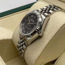 Pre Owned Rolex Datejust 279174 Automatic Dark Grey Roman Dial Stainless Steel Women's Wristwatch 28mm