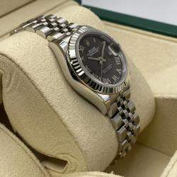 Pre Owned Rolex Datejust 279174 Automatic Dark Grey Roman Dial Stainless Steel Women's Wristwatch 28mm