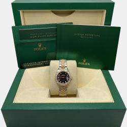 Pre Owned Rolex Datejust 279381RBR Automatic Aubergine Diamond Dial Stainless Steel 18k Everose Gold Women's Wristwatch 28mm