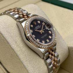 Pre Owned Rolex Datejust 279381RBR Automatic Aubergine Diamond Dial Stainless Steel 18k Everose Gold Women's Wristwatch 28mm