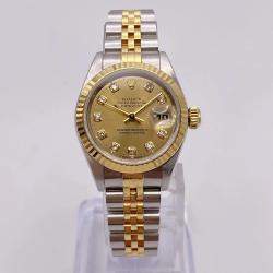 Pre Owned Rolex Datejust 69173 Automatic Diamond Dial Stainless Steel 18k Yellow Gold Women's Wristwatch 26mm