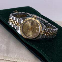 Pre Owned Rolex Datejust 69173 Automatic Diamond Dial Stainless Steel 18k Yellow Gold Women's Wristwatch 26mm