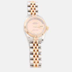 Pre Owned Rolex Datejust 179171 Automatic Gold Diamonds 18K Rose Gold Stainless Steel Women's Wristwatch 26mm