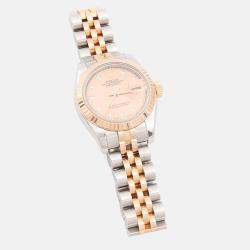 Pre Owned Rolex Datejust 179171 Automatic Gold Diamonds 18K Rose Gold Stainless Steel Women's Wristwatch 26mm