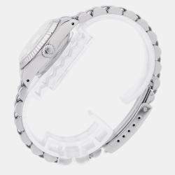 Pre Owned ساعة يد نسائية رولكس ديت 69174 ستانلس ستيل وذهب أبيض عيار 18 فضية أوتوماتيكية 26 مم