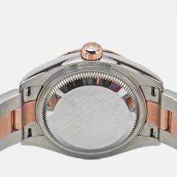 Pre Owned Rolex Datejust M279171-0008 Olive Green Dial Diamond 18K Everose Gold Oystersteel Women's Wristwatch 28 mm