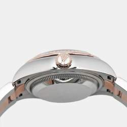 Pre Owned Rolex Datejust M279171-0008 Olive Green Dial Diamond 18K Everose Gold Oystersteel Women's Wristwatch 28 mm