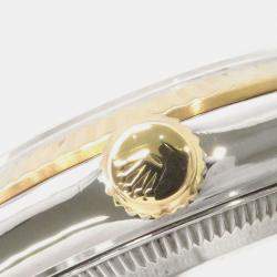 Pre Owned Rolex Oyster Perpetual 67193 Automatic White 18k Yellow Gold Stainless Steel Women's Wristwatch 26 mm