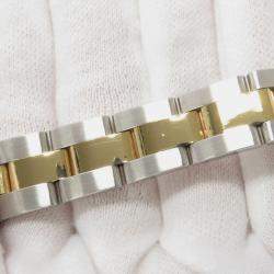 Pre Owned Rolex Oyster Perpetual 67193 Automatic White 18k Yellow Gold Stainless Steel Women's Wristwatch 26 mm