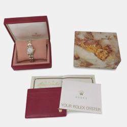 Pre Owned Rolex Oyster Perpetual 67193 Automatic White 18k Yellow Gold Stainless Steel Women's Wristwatch 26 mm