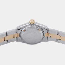 Pre Owned Rolex Oyster Perpetual 67193 Automatic White 18k Yellow Gold Stainless Steel Women's Wristwatch 26 mm