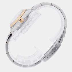 Pre Owned Rolex Oyster Perpetual 67193 Automatic White 18k Yellow Gold Stainless Steel Women's Wristwatch 26 mm