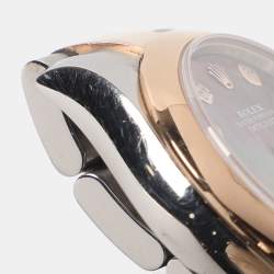 مملوكة مسبقًا ساعة يد نسائية رولكس ديت جست 178241 ستانلس ستيل وذهب وردي عيار 18 ألماس لؤلؤة سوداء 31 مم