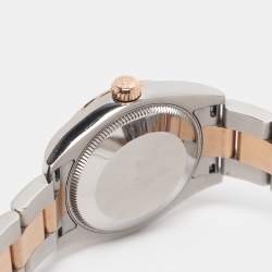 مملوكة مسبقًا ساعة يد نسائية رولكس ديت جست 178241 ستانلس ستيل وذهب وردي عيار 18 ألماس لؤلؤة سوداء 31 مم