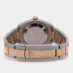 مملوكة مسبقًا ساعة يد نسائية رولكس ديت جست 178241 ستانلس ستيل وذهب وردي عيار 18 ألماس لؤلؤة سوداء 31 مم