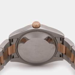 مملوكة مسبقًا ساعة يد نسائية رولكس ديت جست 178241 ستانلس ستيل وذهب وردي عيار 18 ألماس لؤلؤة سوداء 31 مم