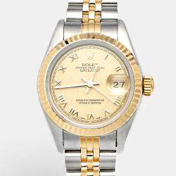 Pre Owned Rolex Datejust 69173 Champagne Dial 18k Yellow Gold Stainless Steel Women's Wristwatch 26 mm