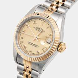 Pre Owned Rolex Datejust 69173 Champagne Dial 18k Yellow Gold Stainless Steel Women's Wristwatch 26 mm