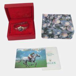 Pre Owned ساعة يد نسائية رولكس ديت جست 69163 أوتوماتيك ذهب أصفر عيار 18 وستالنس ستيل سوداء 26 مم