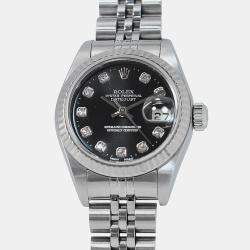 مملوكة مسبقًا Rolex Datejust 79174 Automatic Black 18k White Gold Stainless Steel Women's Wristwatch 26 mm