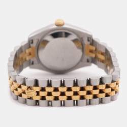 مملوكة مسبقًا Rolex Datejust 178273 Black Mother Of Pearl Diamond 18K Yellow Gold Stainless Steel Women's Wristwatch 31 mm