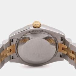 مملوكة مسبقًا Rolex Datejust 178273 Black Mother Of Pearl Diamond 18K Yellow Gold Stainless Steel Women's Wristwatch 31 mm