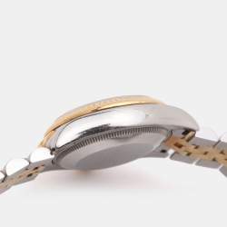 مملوكة مسبقًا Rolex Datejust 178273 Black Mother Of Pearl Diamond 18K Yellow Gold Stainless Steel Women's Wristwatch 31 mm