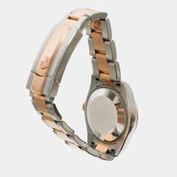 Pre Owned Rolex Datejust Automatic Pink Diamond 18k Rose Gold Stainless Steel Women's Wristwatch 31 mm