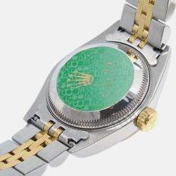 Pre Owned Rolex Champagne 18k Yellow Gold Stainless Steel Datejust 69173 Automatic Women's Wristwatch 26 mm