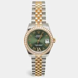 مملوكة مسبقًا Rolex Datejust 178383 Olive Green Dial 18k Yellow Gold Stainless Steel Women's Wristwatch 31 mm