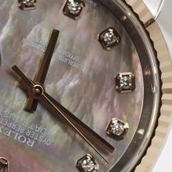 Pre Owned Rolex Datejust 116231 Brown Mother Of Pearl Dial Diamond 18K Everose Gold Stainless Steel Women's Wristwatch 36 mm