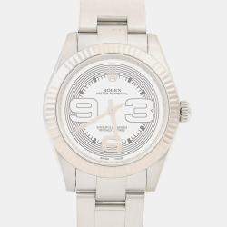 Pre Owned Rolex Oyster Perpetual 177234 Automatic Stainless Steel 18k White Gold Women's Wristwatch 31mm