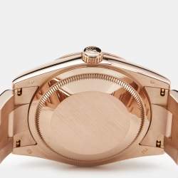 مملوكة مسبقًا Rolex Day-Date 118205F Chocolate Brown Dial 18K Everose Gold Diamond Ruby Women's Wristwatch 36 mm