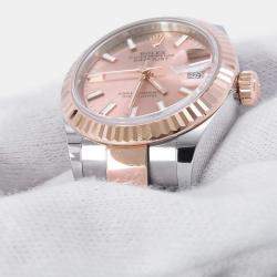 Pre Owned ساعة يد نسائية رولكس ديتجاست 279171 أوتوماتيك ذهبية قرص ذهب وردي ستانلس ستيل 28 مم