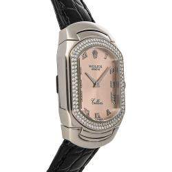 مملوكة مسبقًا Rolex Pink Diamonds Bezel 18K White Gold Cellini Cellissima 6691/9 Women's Wristwatch 35x25mm 