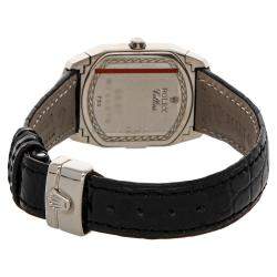 مملوكة مسبقًا Rolex Pink Diamonds Bezel 18K White Gold Cellini Cellissima 6691/9 Women's Wristwatch 35x25mm 