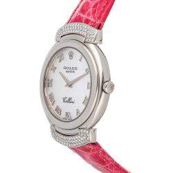 Pre Owned ساعة يد نسائية سليني سليسيما 6682/9 ذهب أبيض عيار 18 ألماس صدف 33 مم