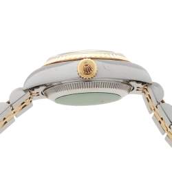 Pre Owned Rolex White 18K Yellow Gold and Stainless Steel Datejust 69173 Women's Wristwatch 26 mm