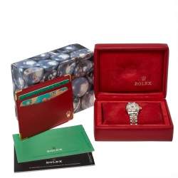 Pre Owned Rolex White 18K Yellow Gold and Stainless Steel Datejust 69173 Women's Wristwatch 26 mm