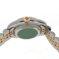 Pre Owned Rolex White 18K Yellow Gold and Stainless Steel Datejust 69173 Women's Wristwatch 26 mm